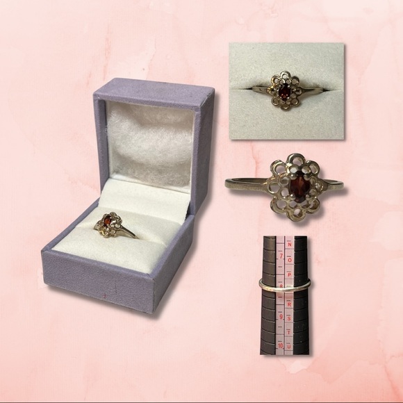 Vintage .925 Sterling Silver Ring with Red Gemstone - Size 8.5 (EUC) - Picture 3 of 3